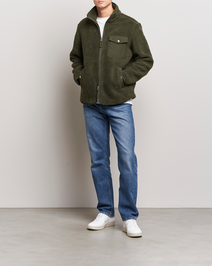 Herre | Trøjer | A Day's March | Tone Pile Fleece Jacket Deep Green