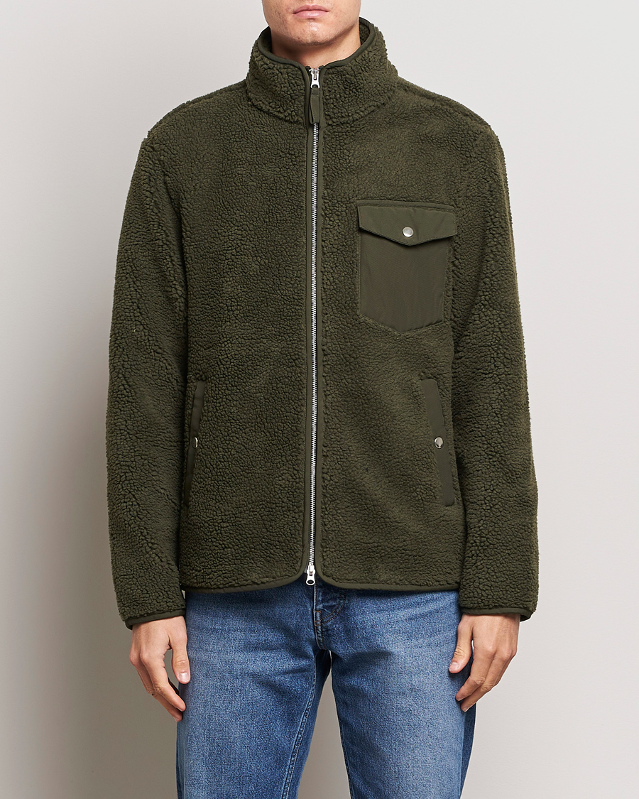 Herre | Trøjer | A Day's March | Tone Pile Fleece Jacket Deep Green
