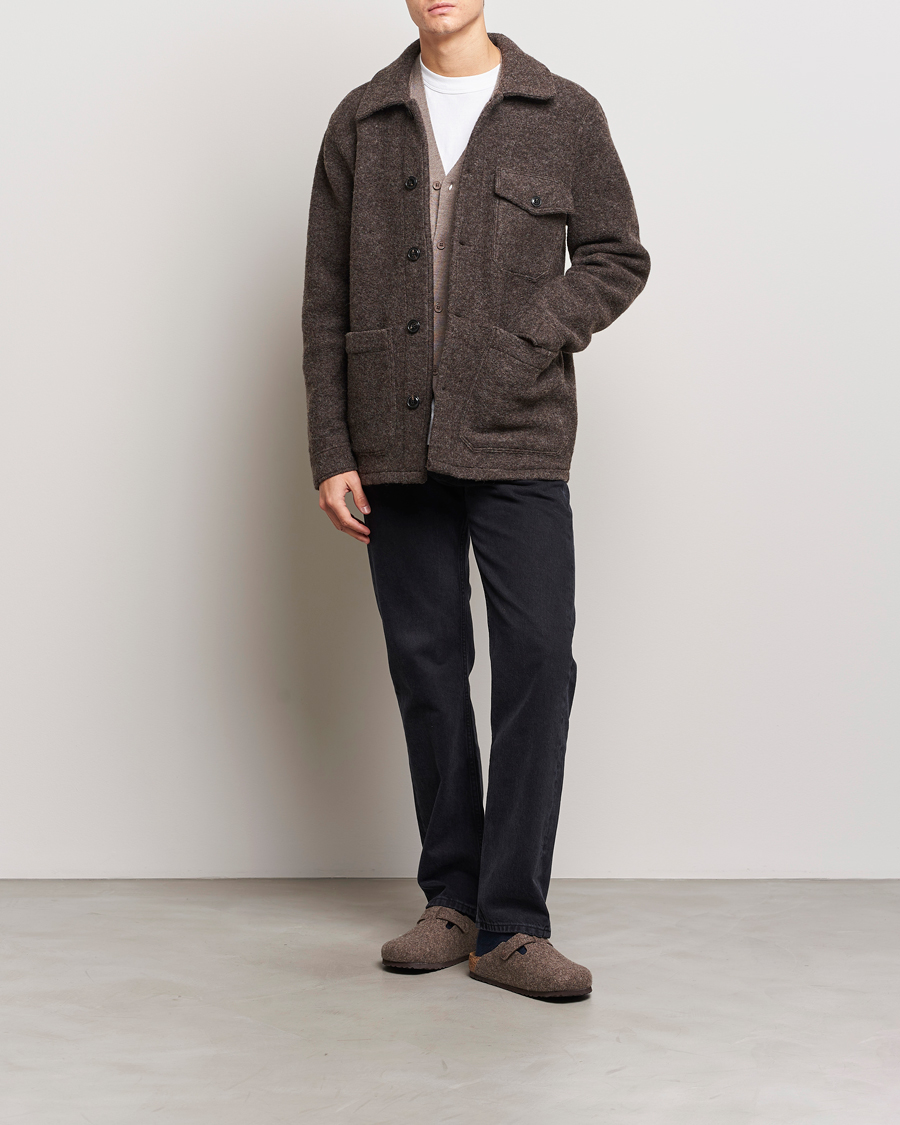 Herre | Skjorter | A Day's March | Chaumont Heavy Wool Overshirt Taupe