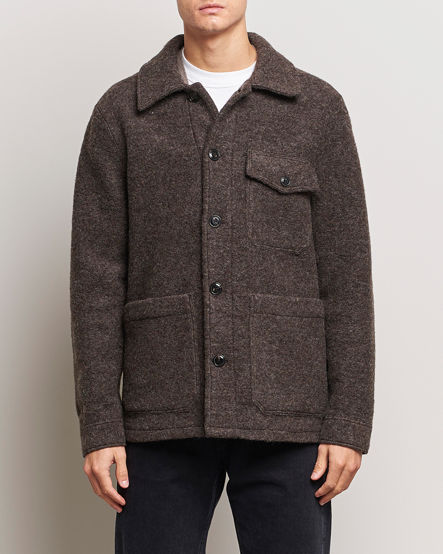 Herre | Skjorter | A Day's March | Chaumont Heavy Wool Overshirt Taupe