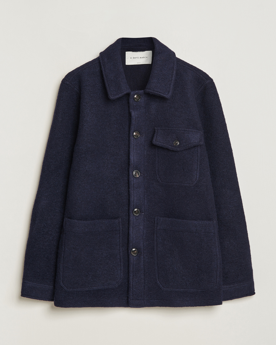 Herre | A Day's March | A Day's March | Chaumont Heavy Wool Overshirt Navy