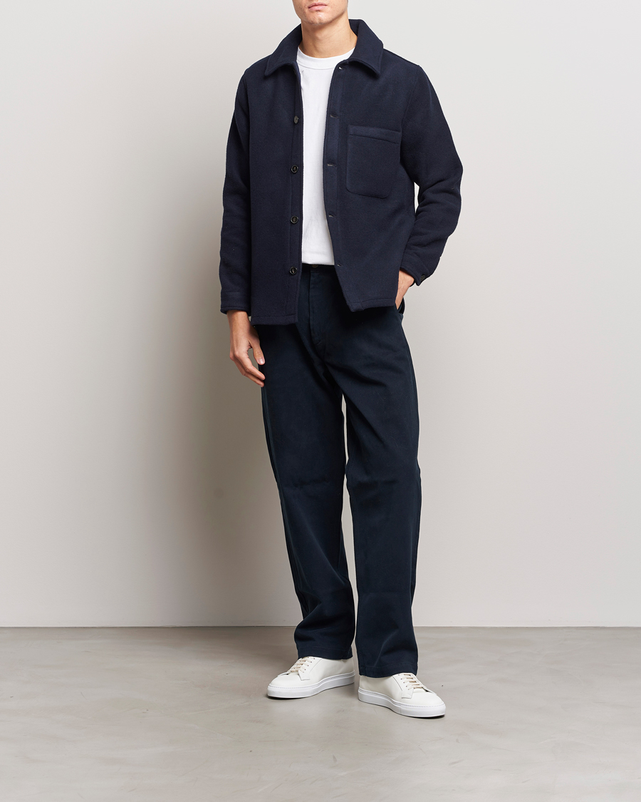 Herre | Skjorter | A Day's March | Epernay Wool Overshirt Navy
