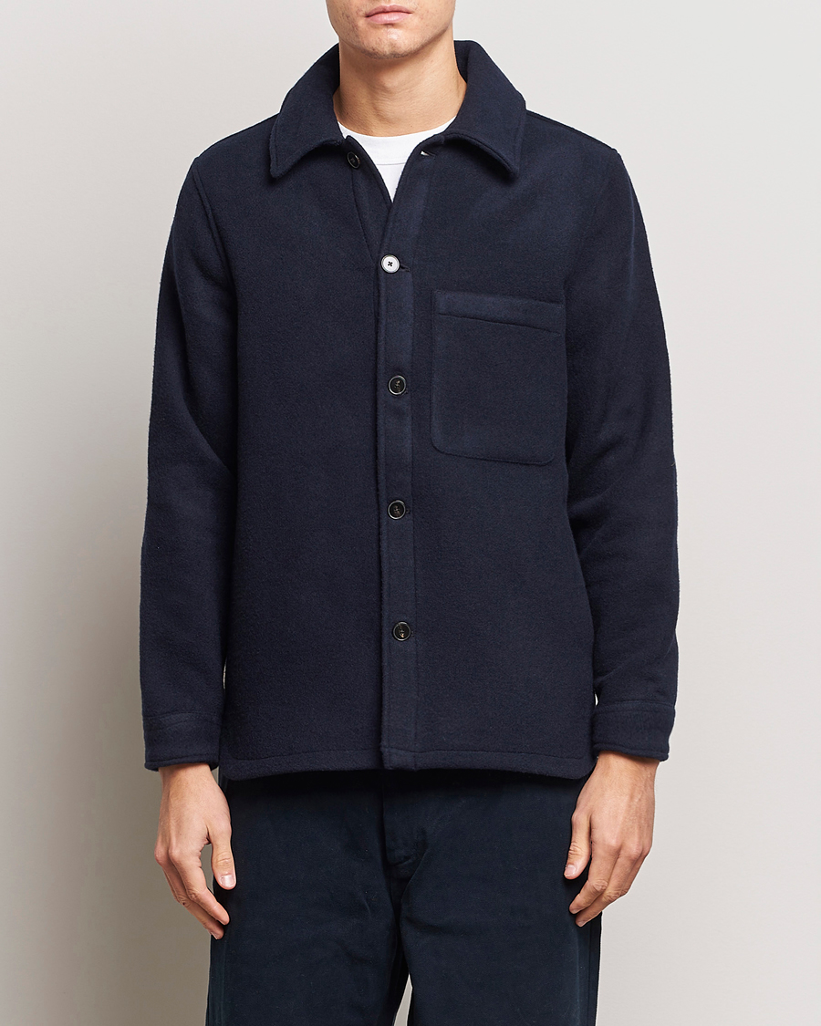 Herre | Skjorter | A Day's March | Epernay Wool Overshirt Navy
