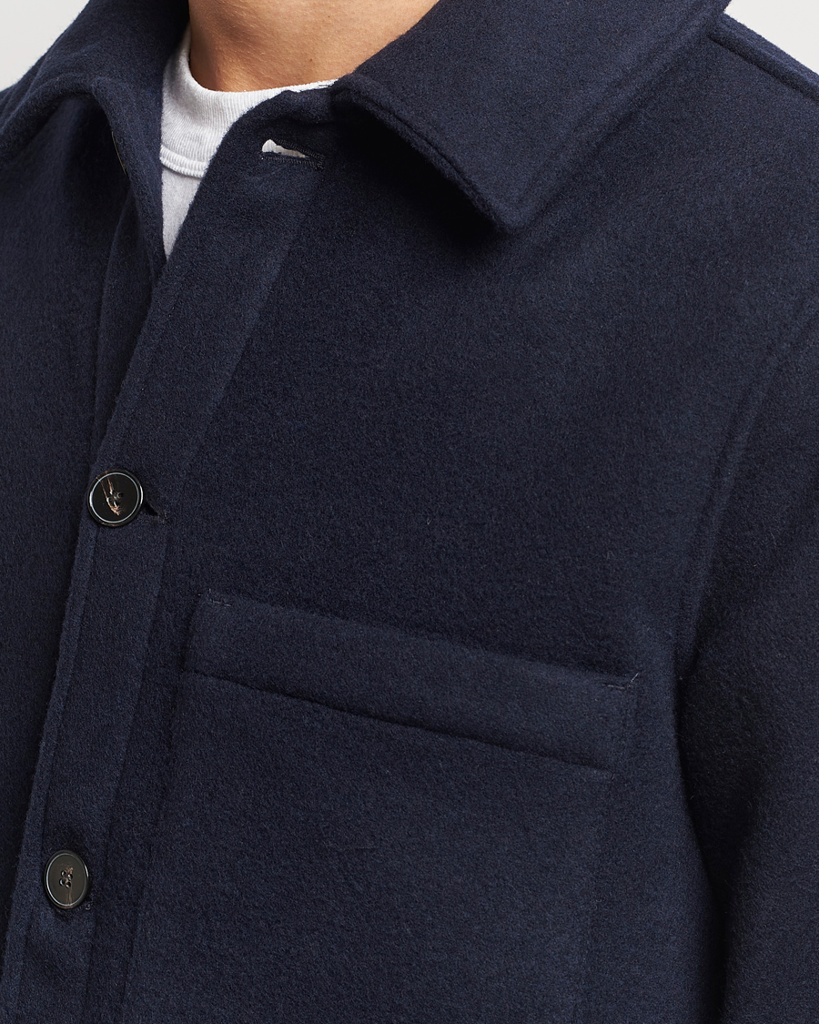 Herre | Skjorter | A Day's March | Epernay Wool Overshirt Navy