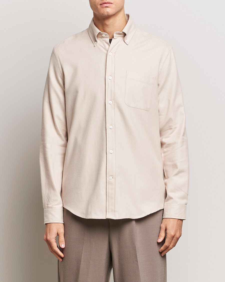 Herre | A Day's March | A Day's March | Moorgate Light Flanell Shirt Taupe Melange