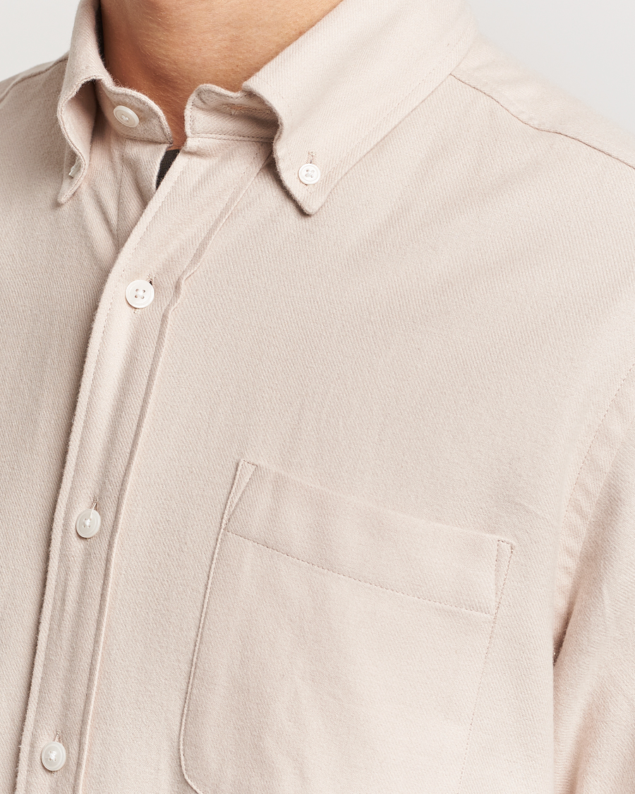 Herre | Skjorter | A Day's March | Moorgate Light Flanell Shirt Taupe Melange
