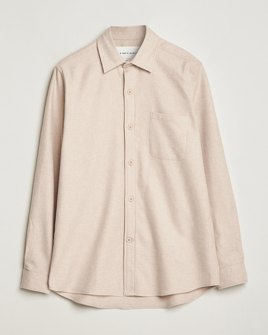 Herre | Skjorter | A Day's March | Redhill Heavy Flanell Shirt Sand