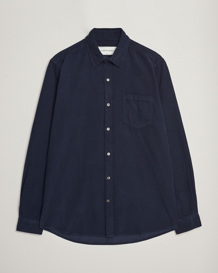 Herre | Skjorter | A Day's March | Daintree Baby Cord Shirt Navy