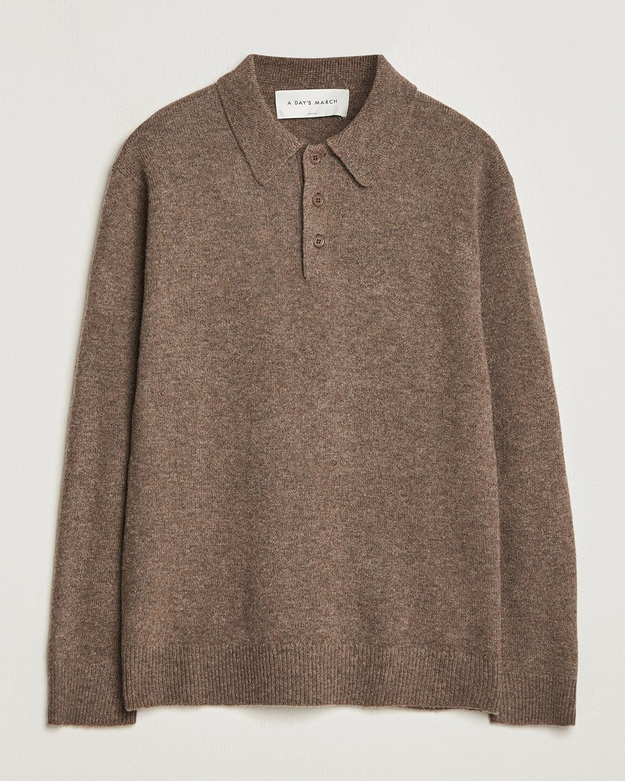 Herre | Trøjer | A Day's March | Avoch Lambswool Polo Dark Taupe
