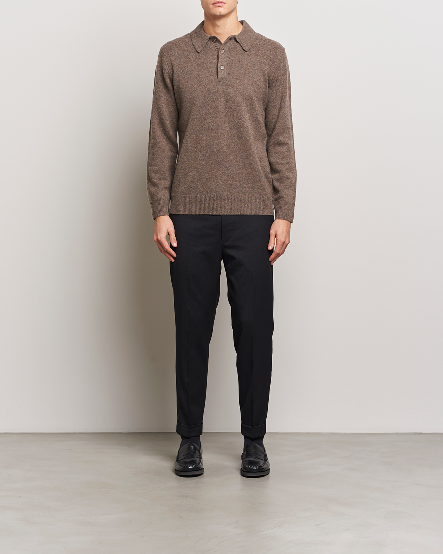 Herre | Trøjer | A Day's March | Avoch Lambswool Polo Dark Taupe