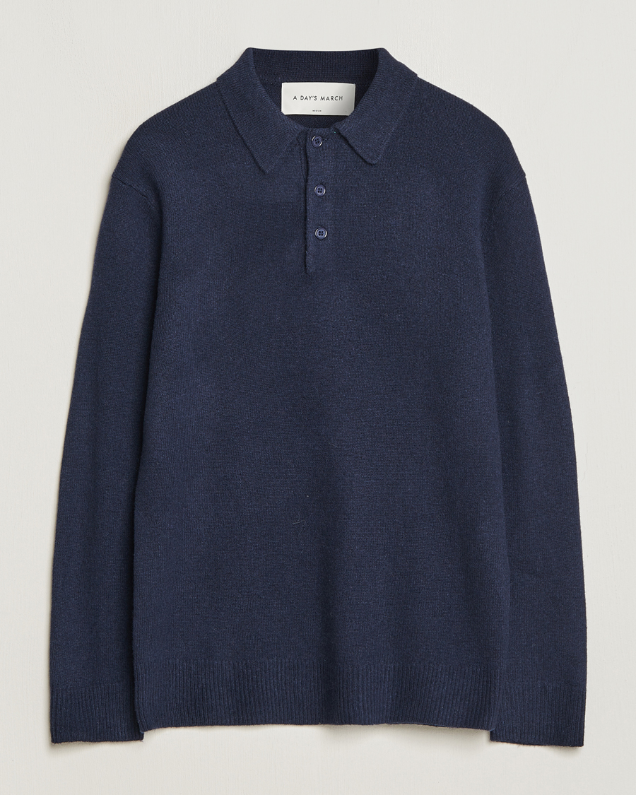 Herre | Trøjer | A Day's March | Avoch Lambswool Polo Navy