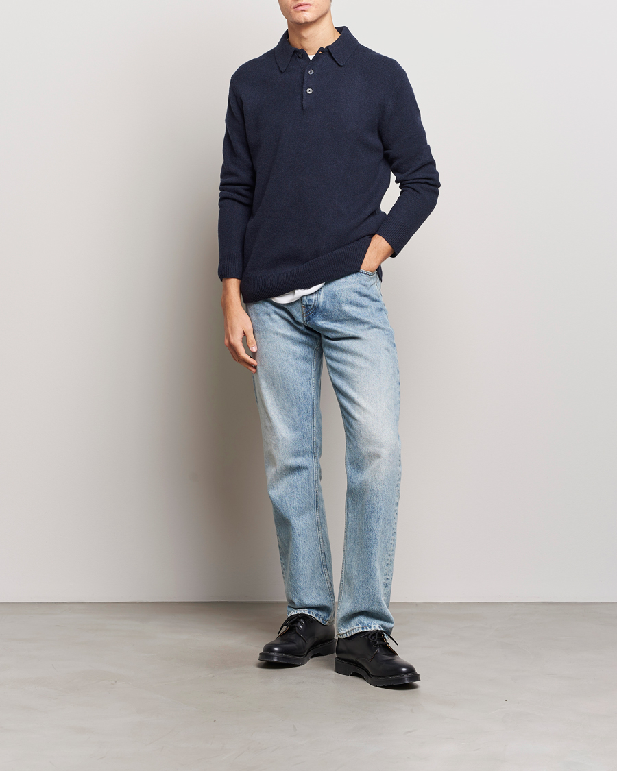 Herre | Trøjer | A Day's March | Avoch Lambswool Polo Navy