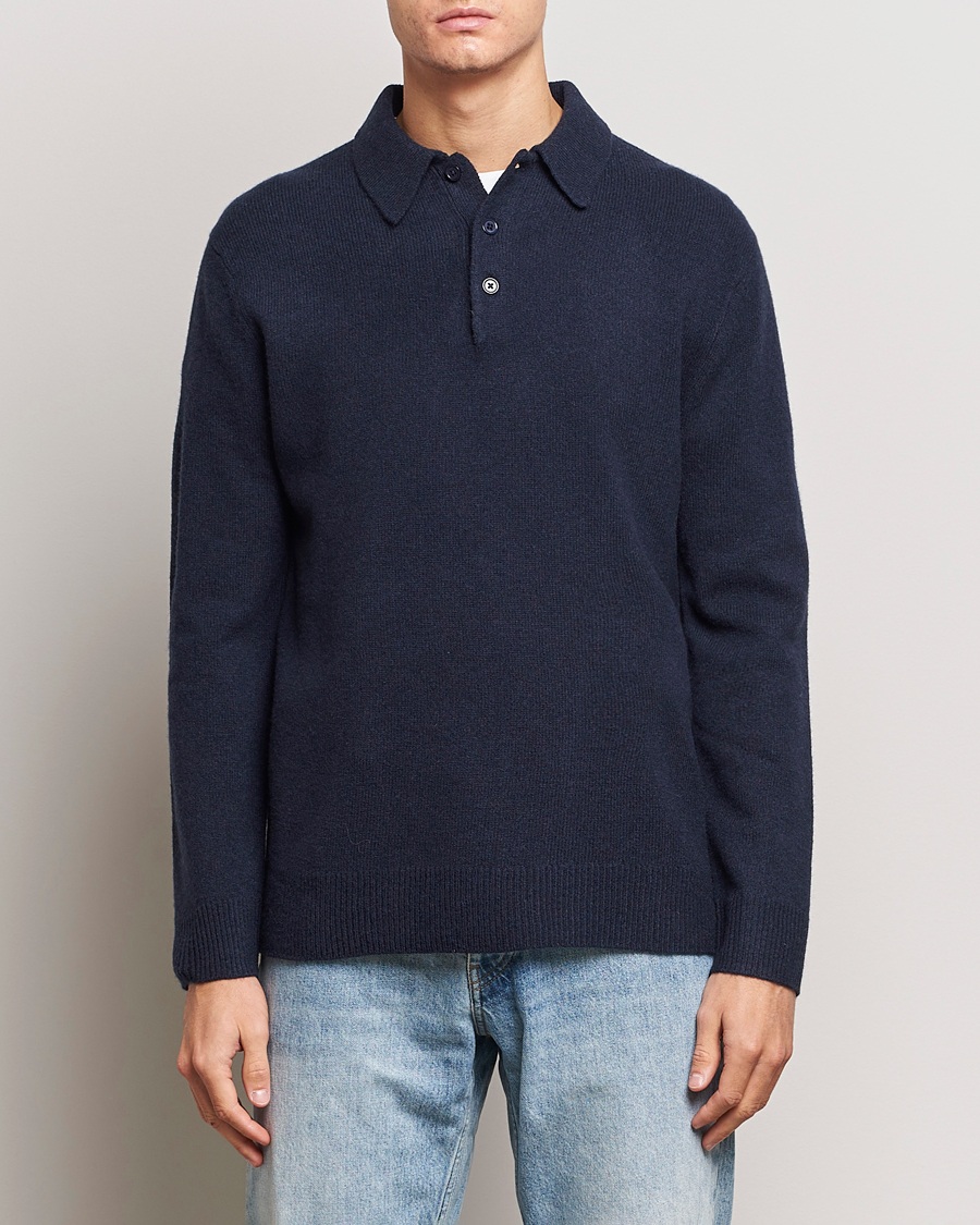 Herre | Trøjer | A Day's March | Avoch Lambswool Polo Navy