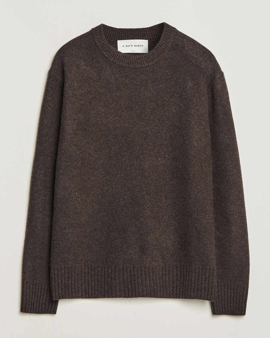 Herre | Trøjer | A Day's March | Tietar Boiled Merino Sweater Java Brown