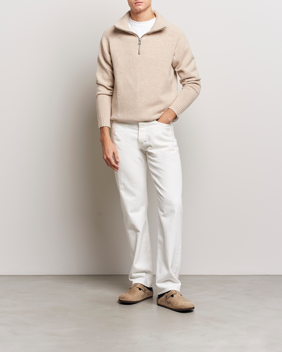 Herre | Trøjer | A Day's March | Cullan Wool Half-Zip Sand