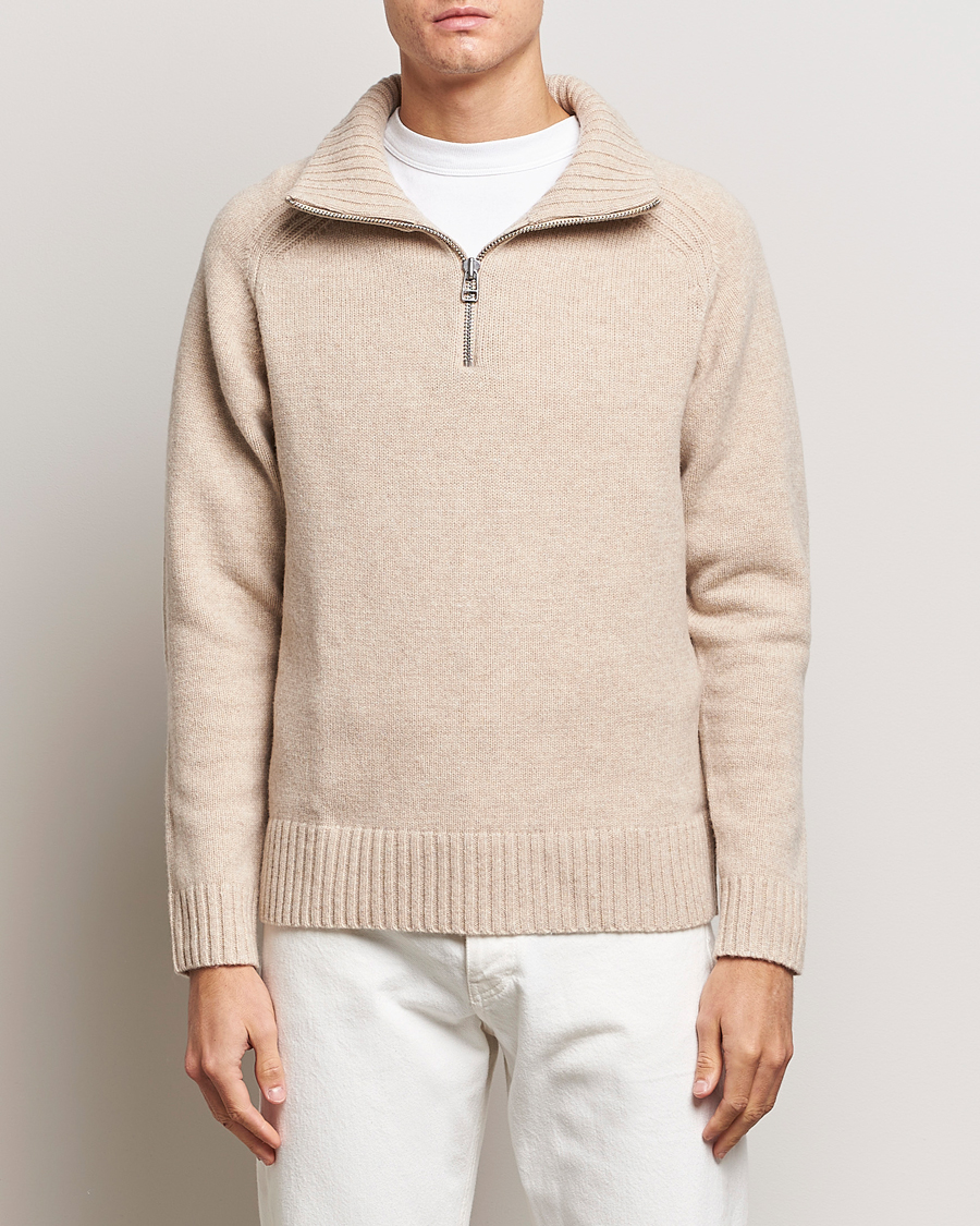 Herre | Trøjer | A Day's March | Cullan Wool Half-Zip Sand