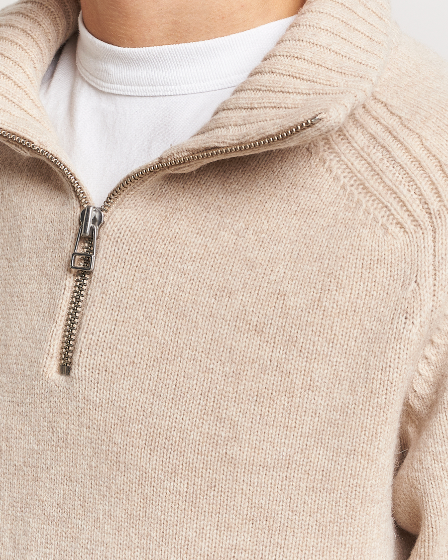Herre | Trøjer | A Day's March | Cullan Wool Half-Zip Sand