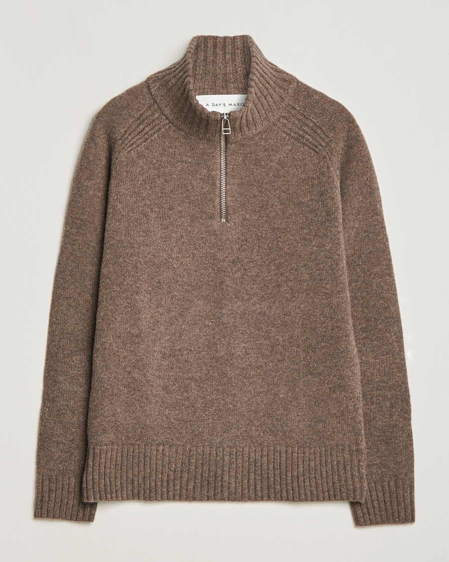 Herre | A Day's March | A Day's March | Cullan Wool Half-Zip Dark Taupe