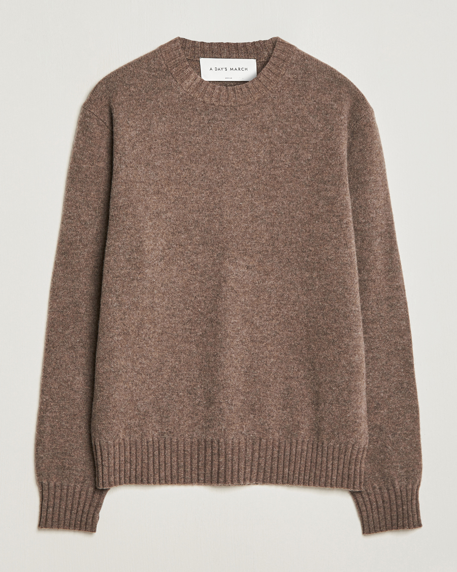 Herre | Trøjer | A Day's March | Marlow Lambswool Crew Dark Taupe