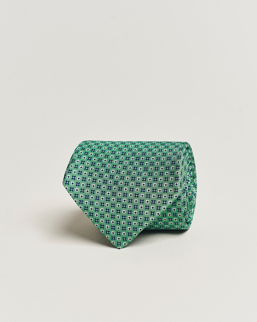 Herre | E. Marinella 3-Fold Printed Silk Tie Light Green | E. Marinella | 3-Fold Printed Silk Tie Light Green