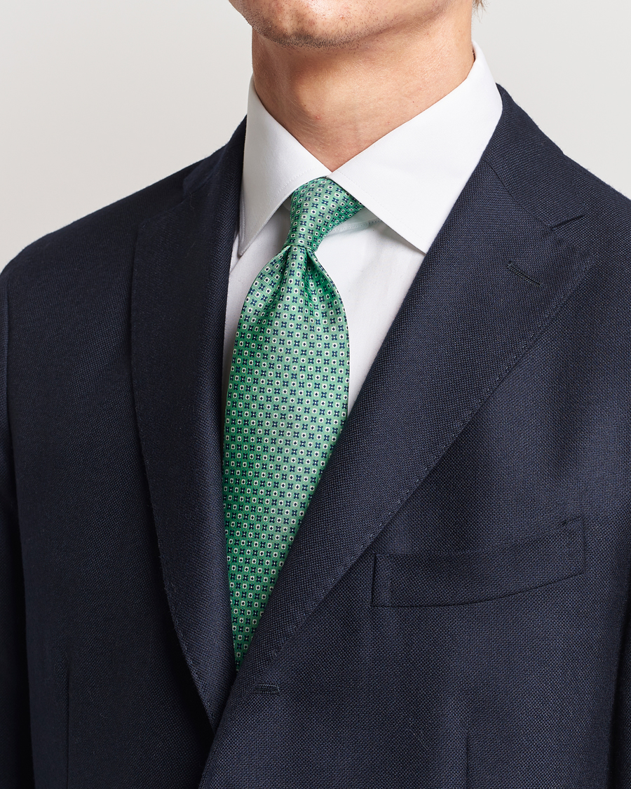 Herre | E. Marinella 3-Fold Printed Silk Tie Light Green | E. Marinella | 3-Fold Printed Silk Tie Light Green