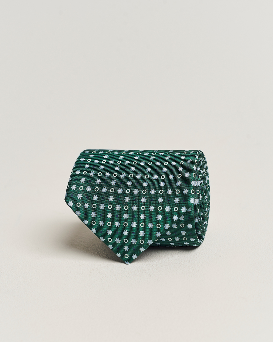 Herre | E. Marinella 3-Fold Printed Silk Tie Dark Green | E. Marinella | 3-Fold Printed Silk Tie Dark Green