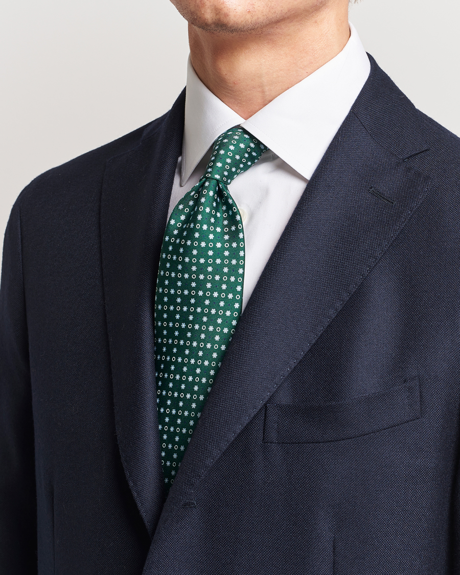 Herre | Afdelinger | E. Marinella | 3-Fold Printed Silk Tie Dark Green