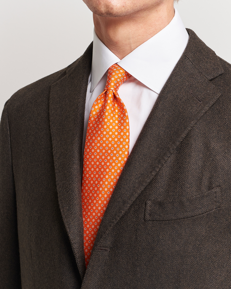 Herre |  | E. Marinella | 3-Fold Printed Silk Tie Orange