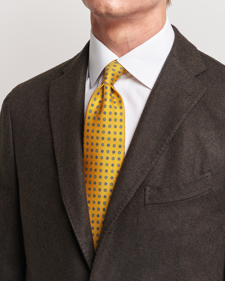 Herre | Slips | E. Marinella | 3-Fold Printed Silk Tie Yellow