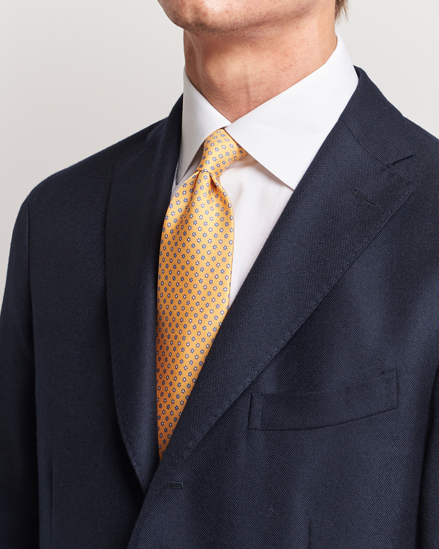 Herre | E. Marinella 3-Fold Printed Silk Tie Yellow | E. Marinella | 3-Fold Printed Silk Tie Yellow