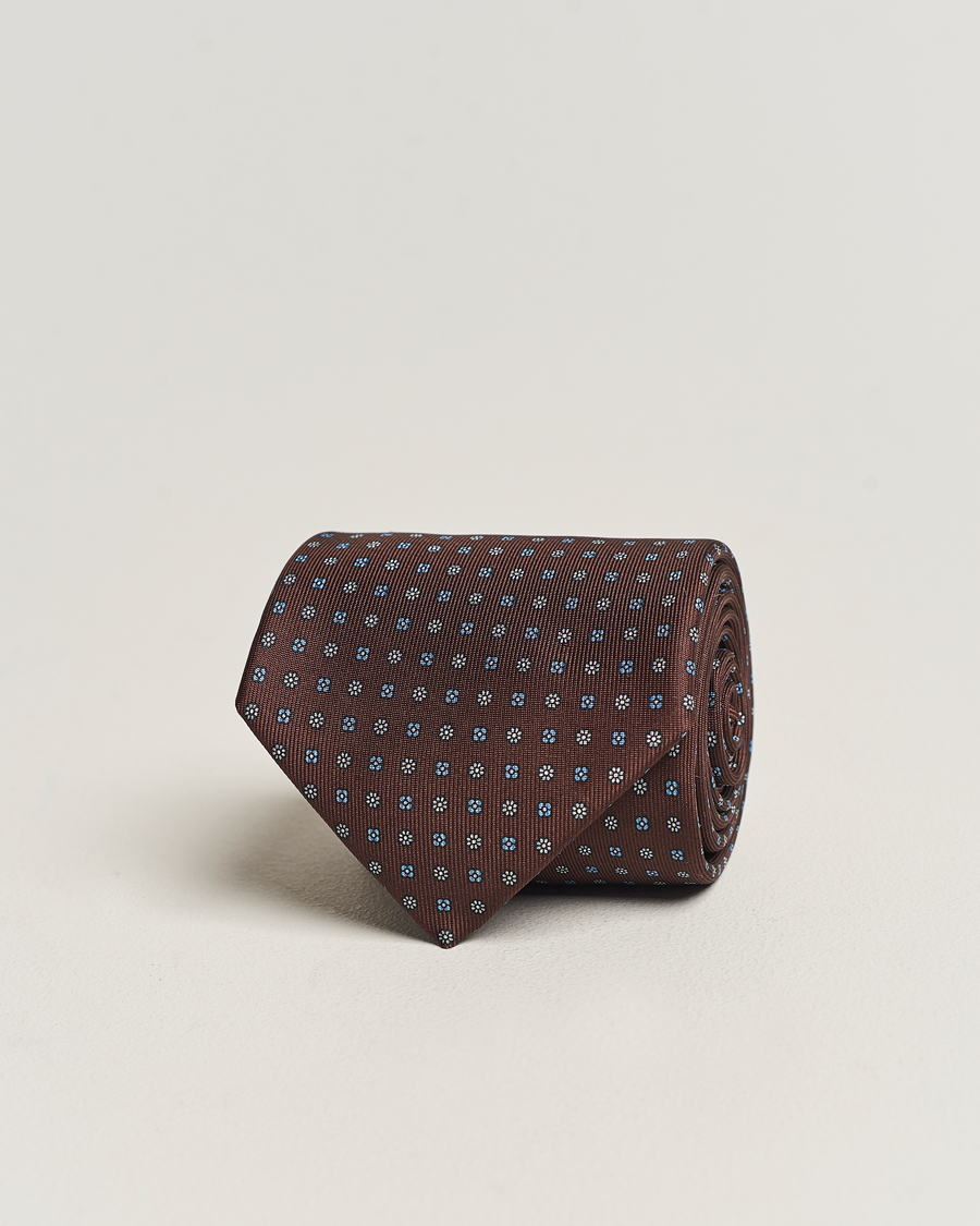 Herre | E. Marinella 3-Fold Printed Silk Tie Brown | E. Marinella | 3-Fold Printed Silk Tie Brown