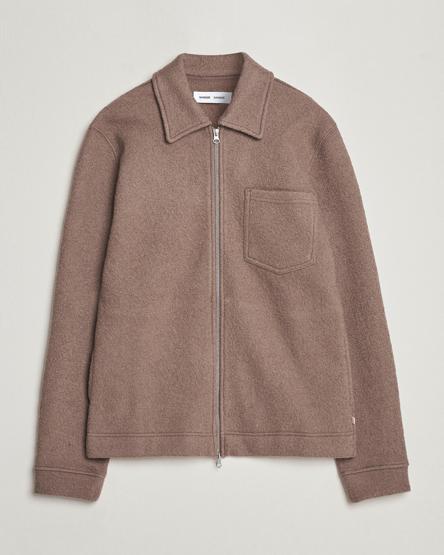 Herre | Trøjer | Samsøe Samsøe | Hannes Boiled Wool Full Zip Fallen Rock