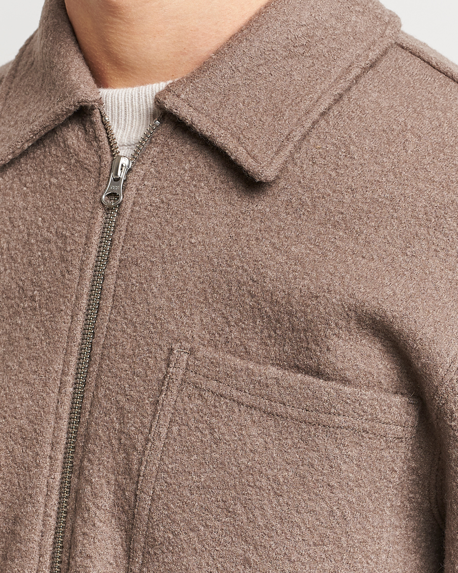 Herre | Trøjer | Samsøe Samsøe | Hannes Boiled Wool Full Zip Fallen Rock