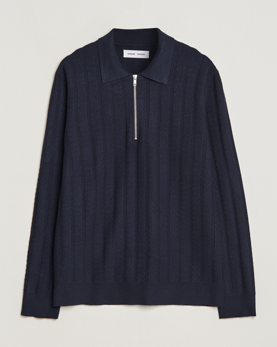 Herre | Trøjer | Samsøe Samsøe | Gabriel Structured Knitted Half Zip Salute Navy