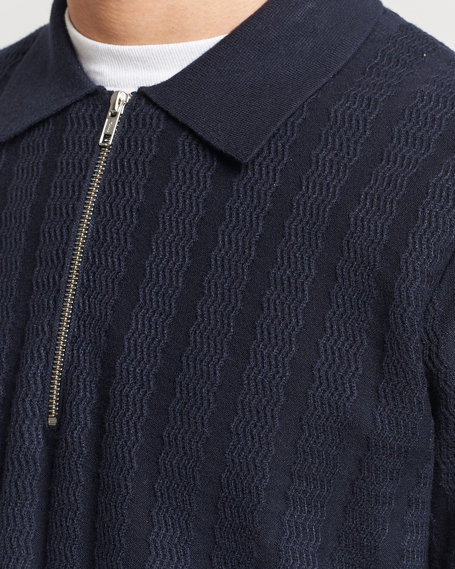 Herre | Trøjer | Samsøe Samsøe | Gabriel Structured Knitted Half Zip Salute Navy