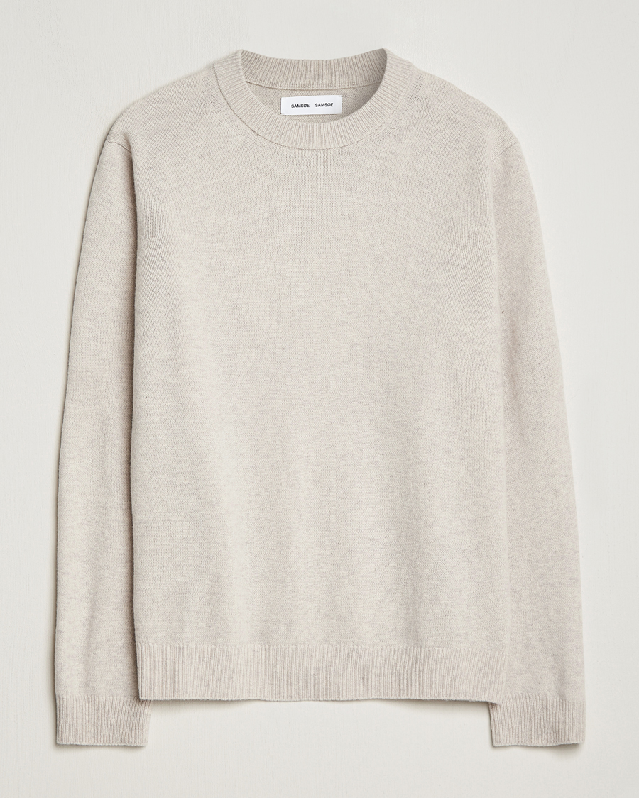 Herre | Trøjer | Samsøe Samsøe | Isak Merino Knitted Sweater Silver Lining