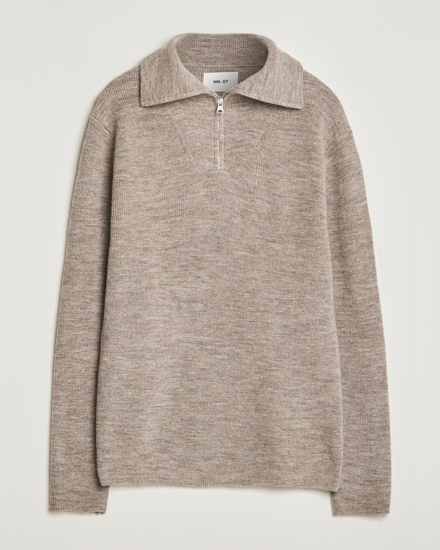 Herre | Trøjer | NN07 | Carl Rib Knitted Half Zip Nature Melange
