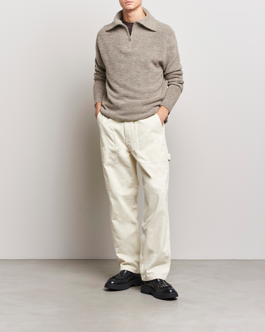 Herre | Trøjer | NN07 | Carl Rib Knitted Half Zip Nature Melange