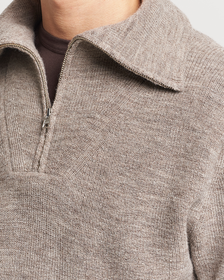 Herre | Trøjer | NN07 | Carl Rib Knitted Half Zip Nature Melange