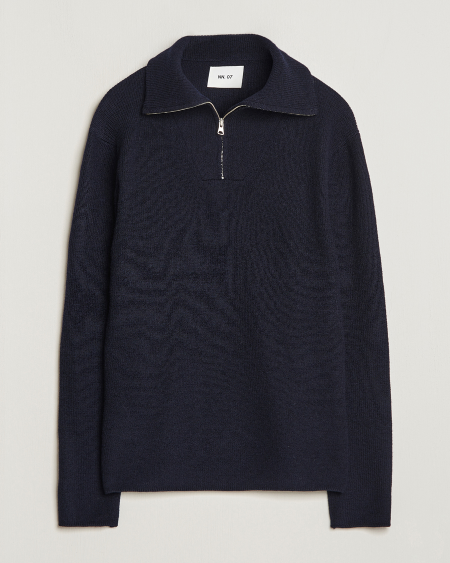 Herre | Trøjer | NN07 | Carl Rib Knitted Half Zip Navy Blue