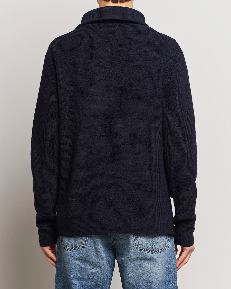 Herre | Trøjer | NN07 | Carl Rib Knitted Half Zip Navy Blue