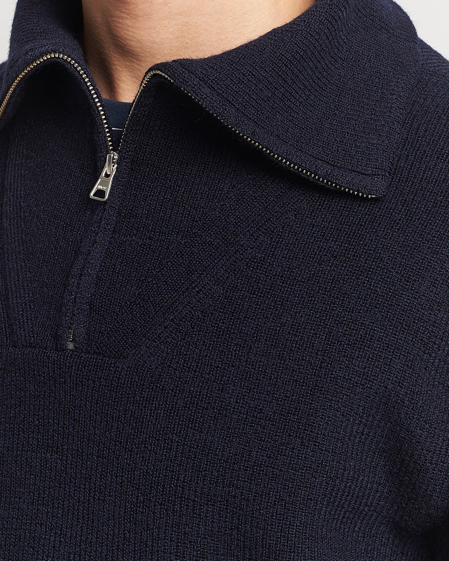 Herre | Trøjer | NN07 | Carl Rib Knitted Half Zip Navy Blue