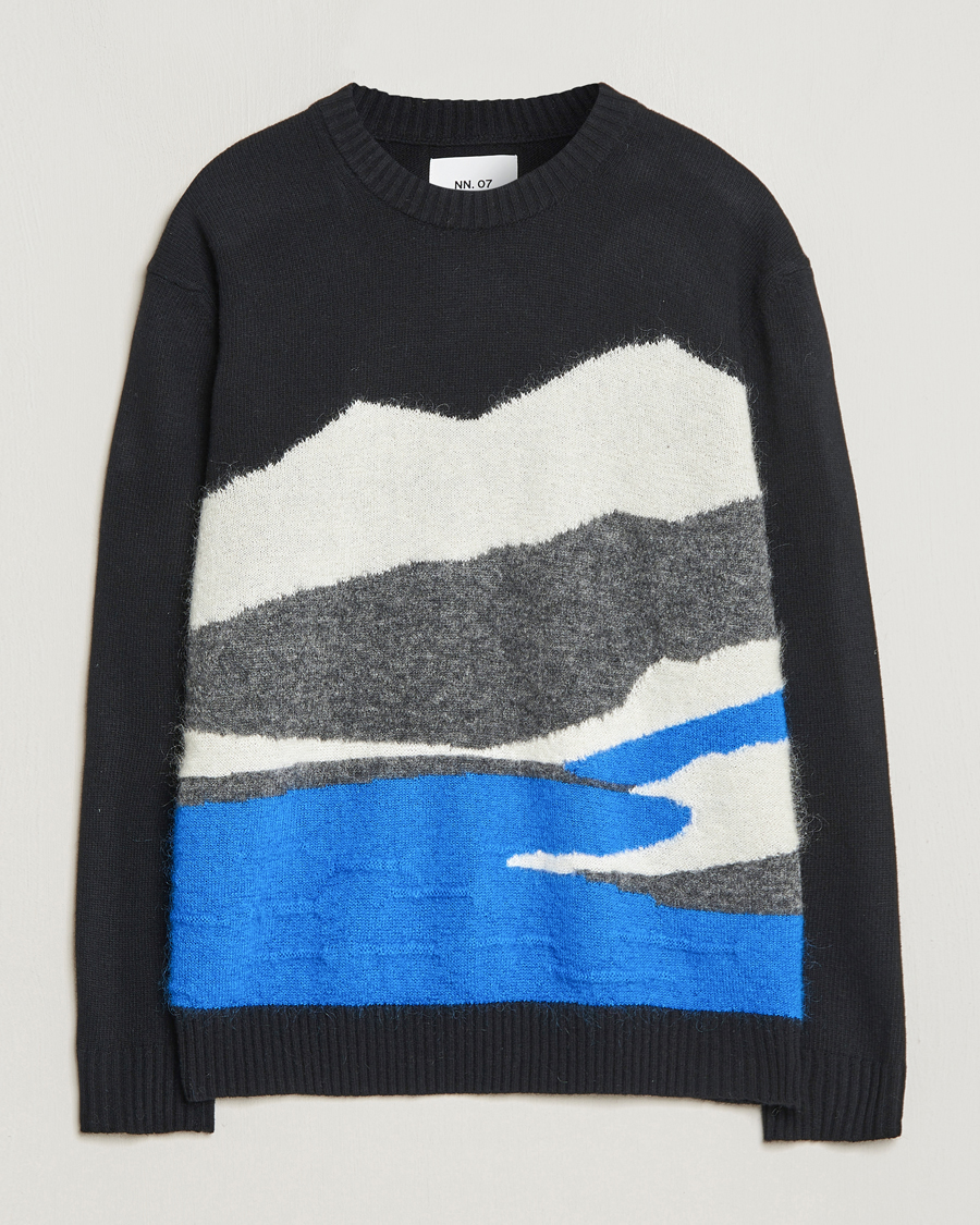 Herre | Trøjer | NN07 | Jason Mohair Wool Sweater Black Multi