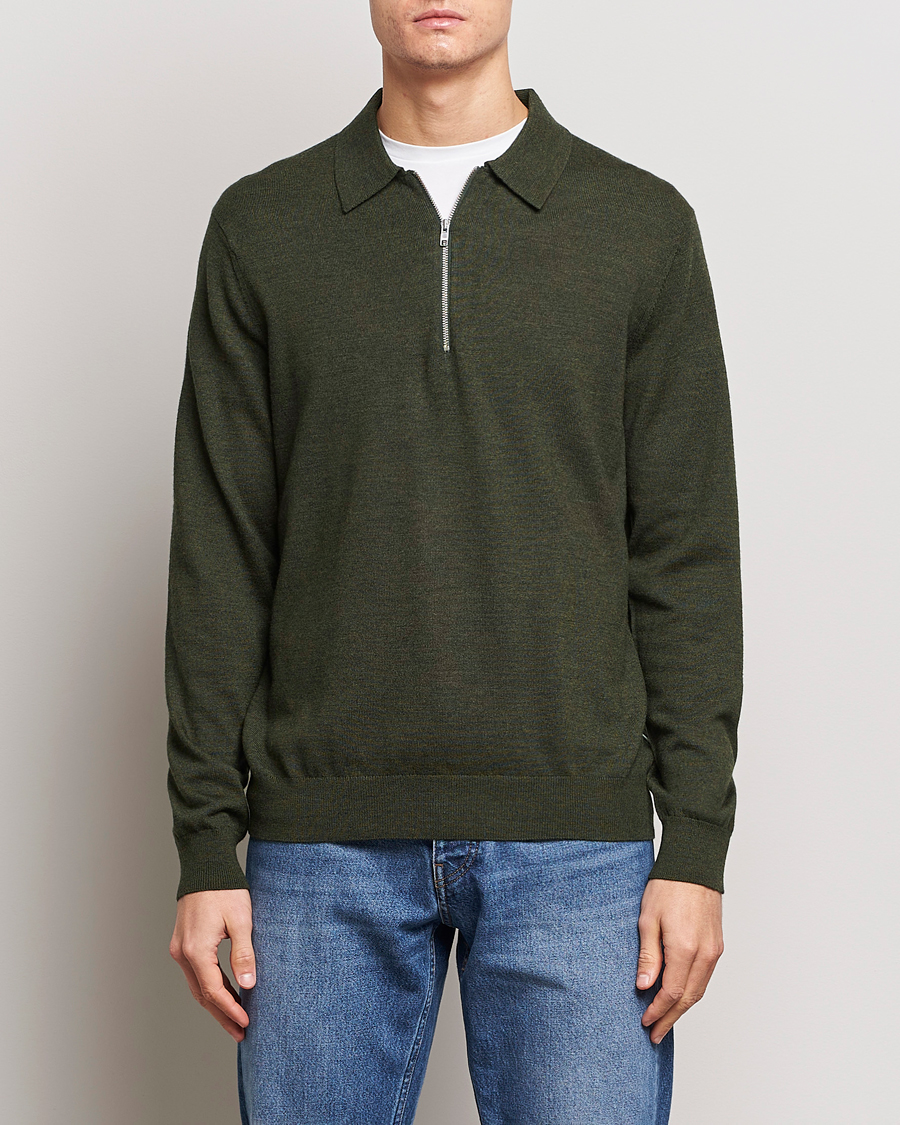 Herr | Tröjor | NN07 | Sergio Half-Zip Polo Dark Green