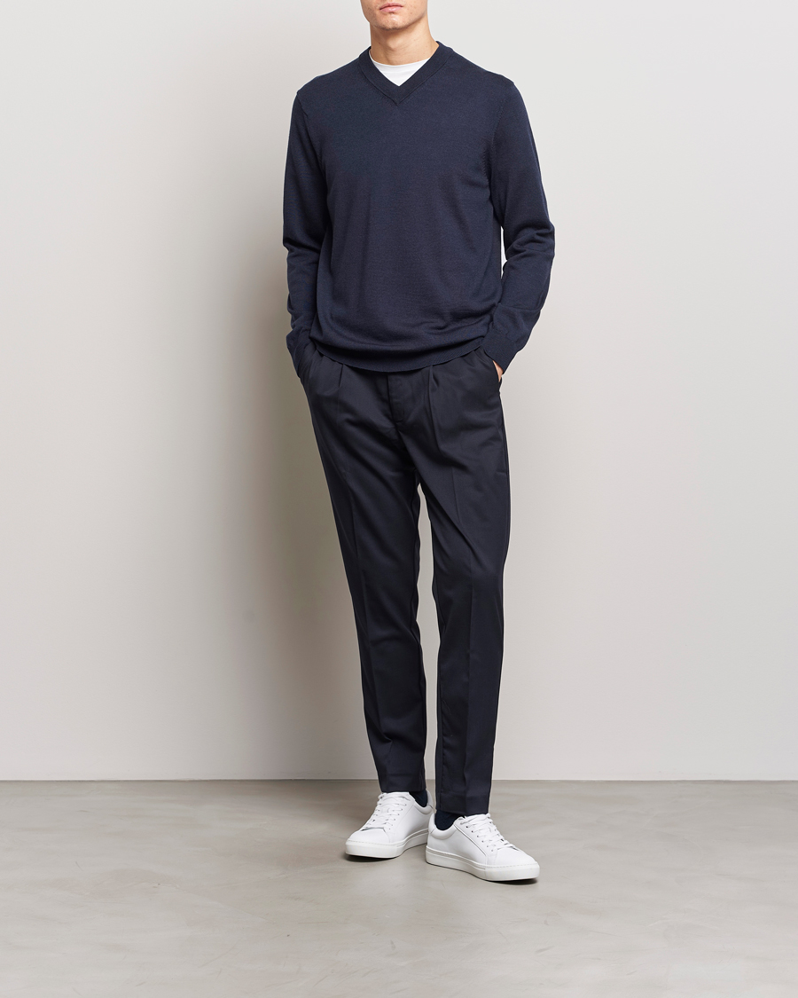Herre | Trøjer | NN07 | Sergio V-Neck Pullover Navy Melange