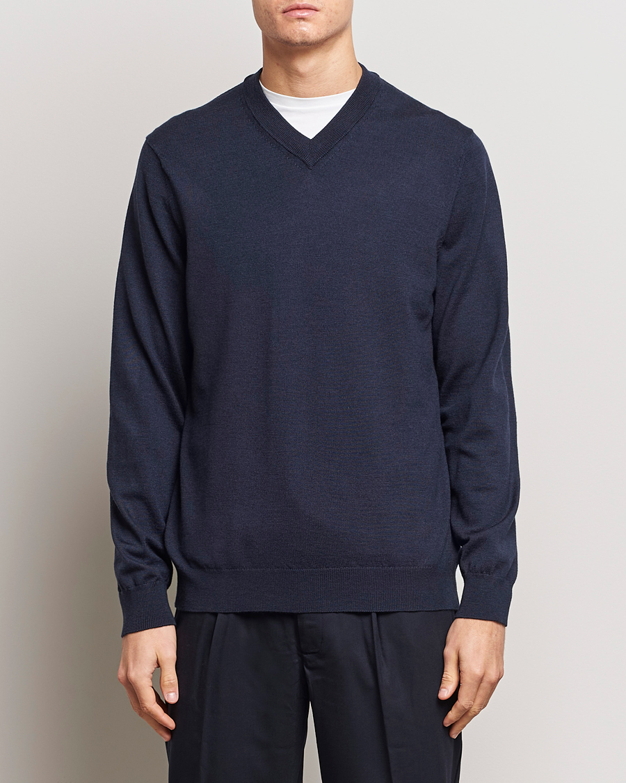 Herre | Trøjer | NN07 | Sergio V-Neck Pullover Navy Melange