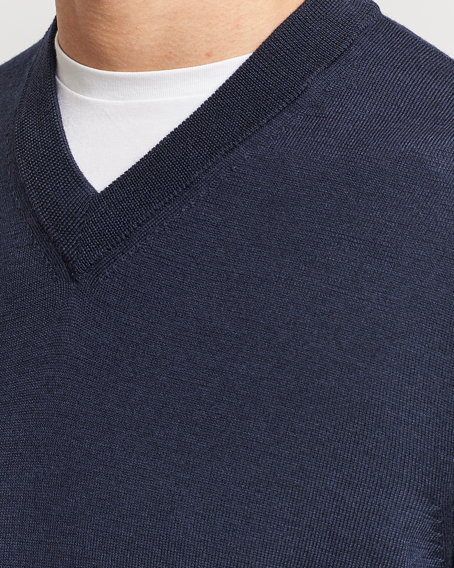 Herre | Trøjer | NN07 | Sergio V-Neck Pullover Navy Melange