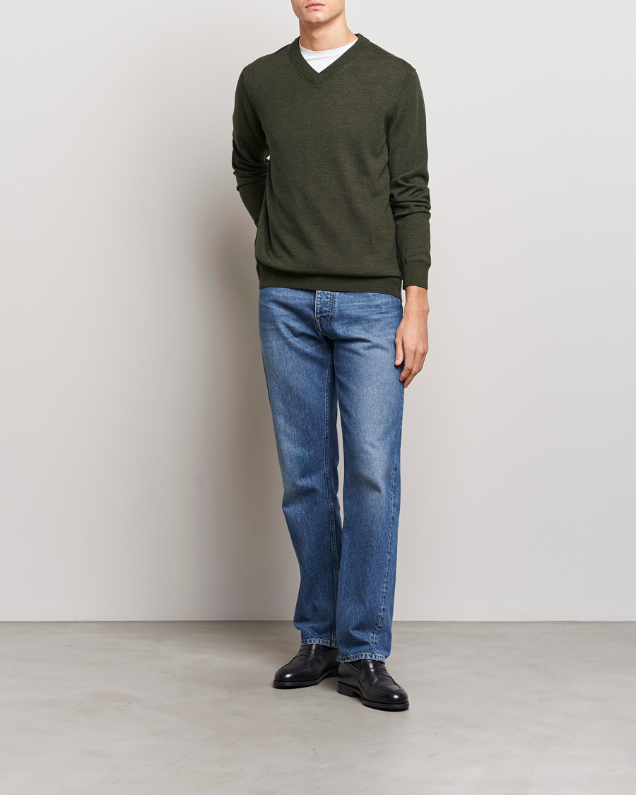 Herre | Trøjer | NN07 | Sergio V-Neck Pullover Dark Green