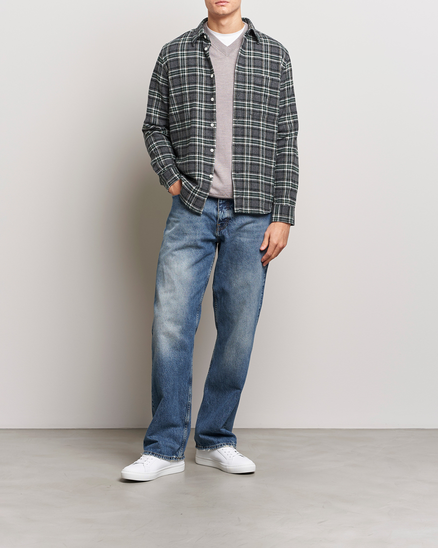 Herre | Skjorter | NN07 | Arne Checked Cotton Shirt Dark Grey