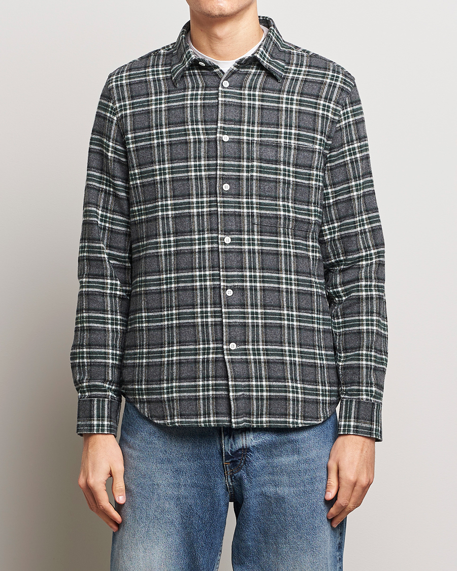 Herre | NN07 | NN07 | Arne Checked Cotton Shirt Dark Grey